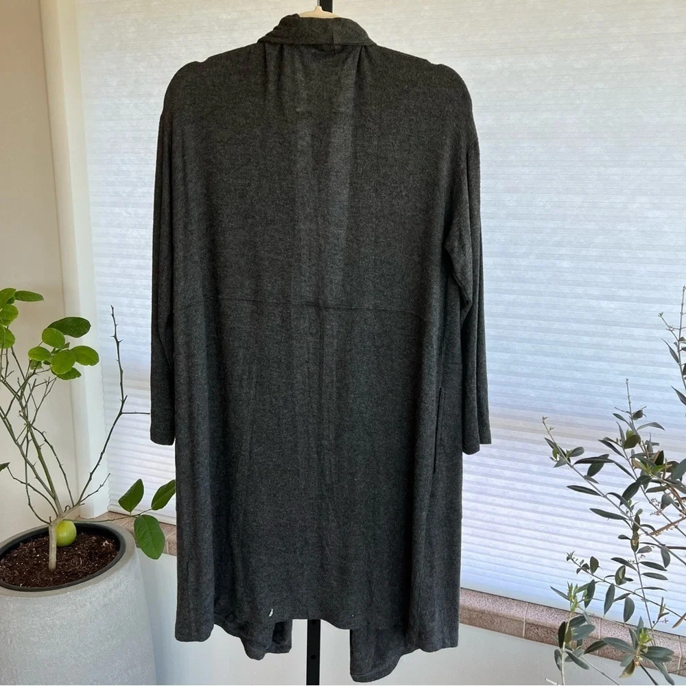 Velvet by Graham & Spencer Adonia Waterfall Drape Open Front Cardigan Anthracite - Picture 4 of 6